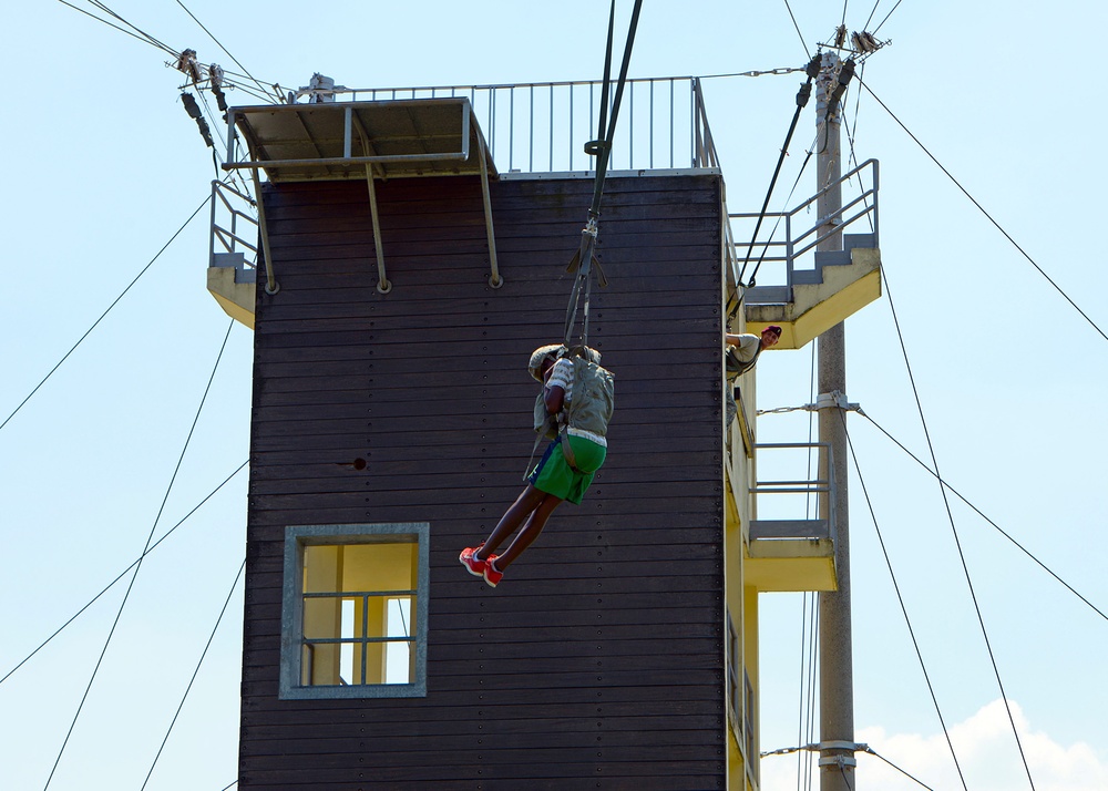 VES 8th graders jump towers