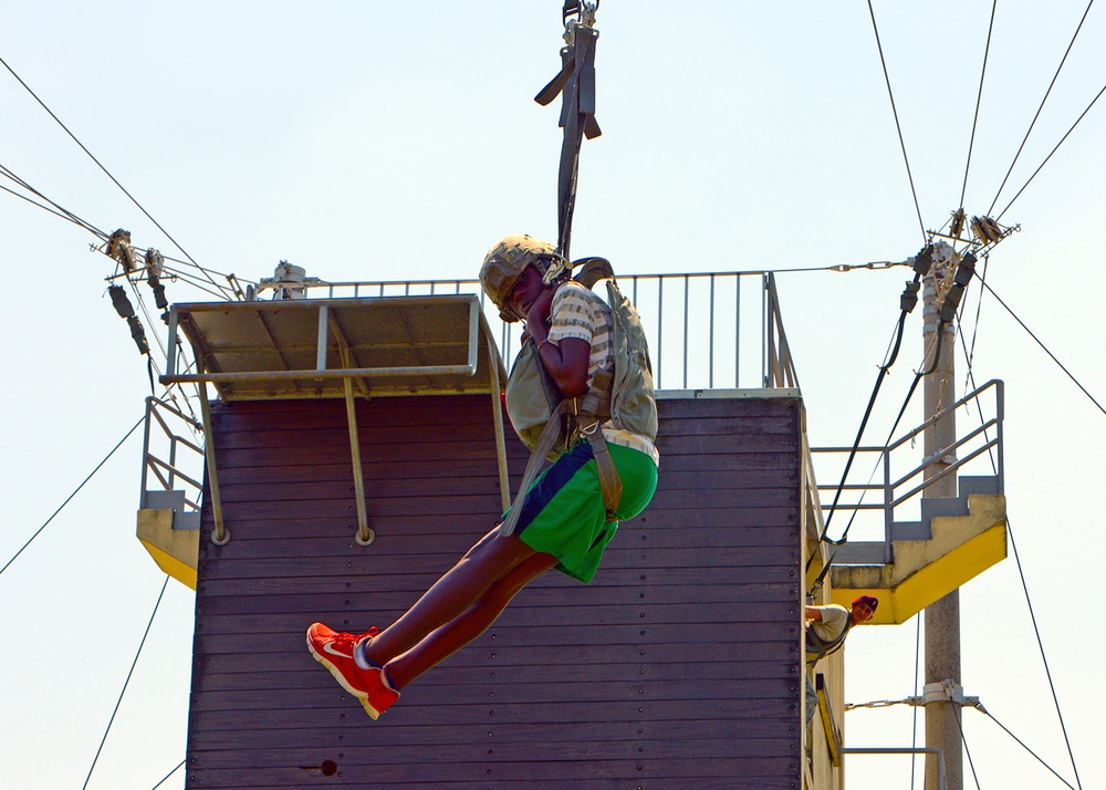 VES 8th graders jump towers
