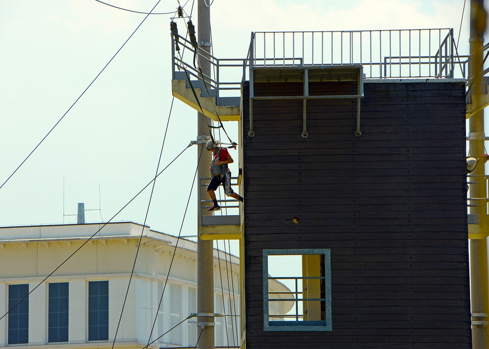 VES 8th graders jump towers