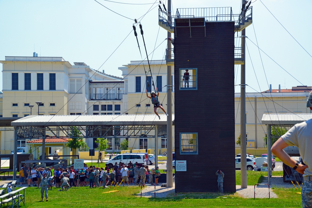 VES 8th graders jump towers