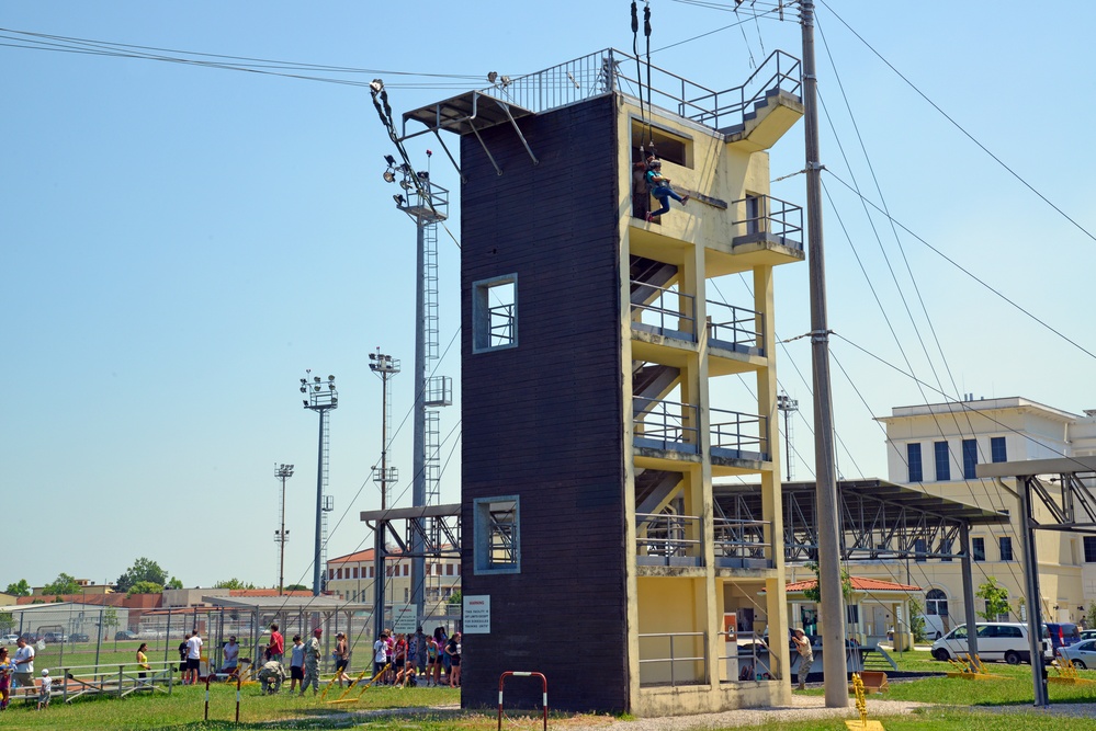 VES 8th graders jump towers