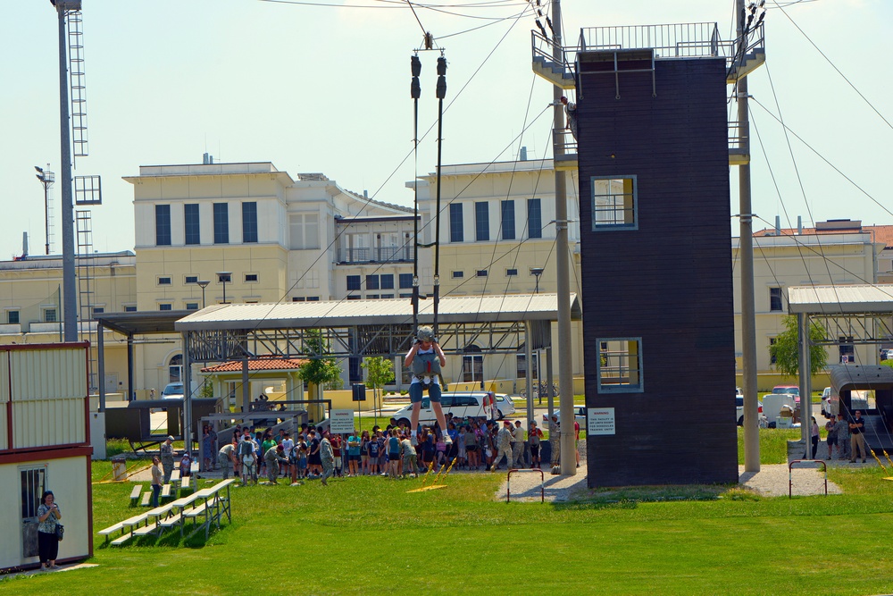VES 8th graders jump towers