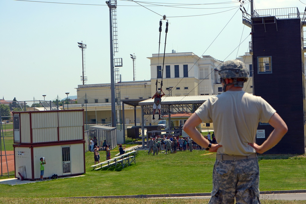 VES 8th graders jump towers