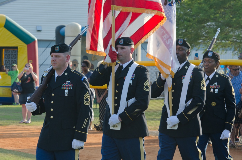 USAR Soldiers salute military at Swampdogs appreciation game