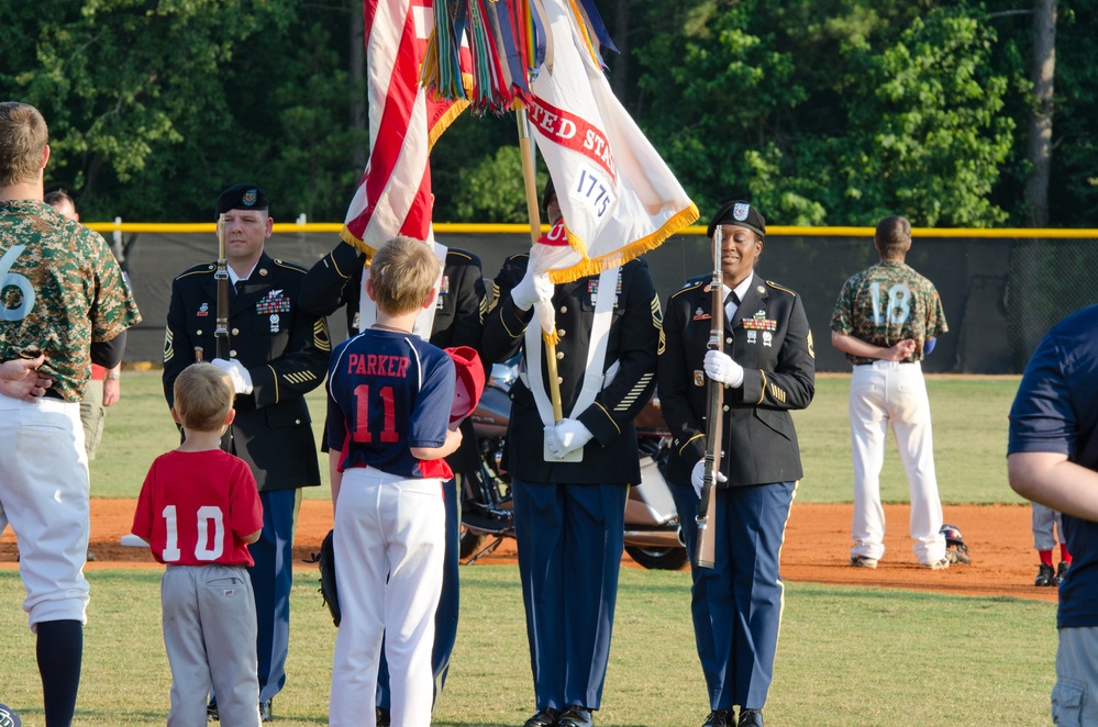 USAR Soldiers salute military at Swampdogs appreciation game