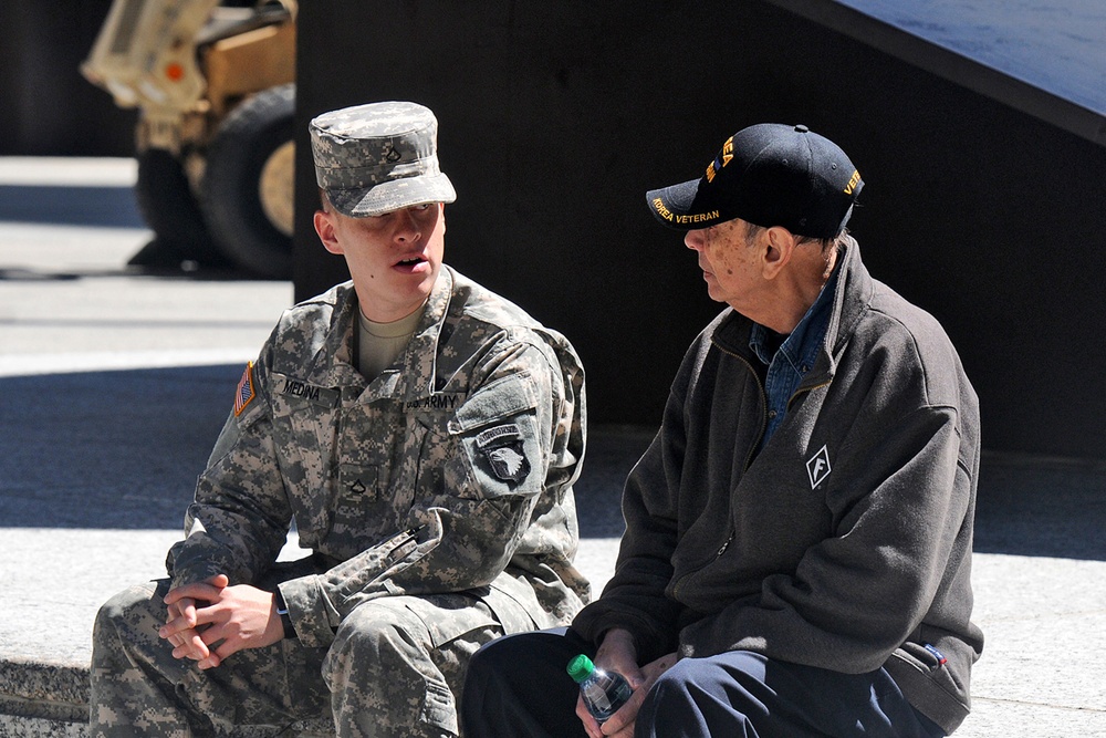 New and former soldiers meet during Chicago’s 239th birthday celebration of the U.S. Army