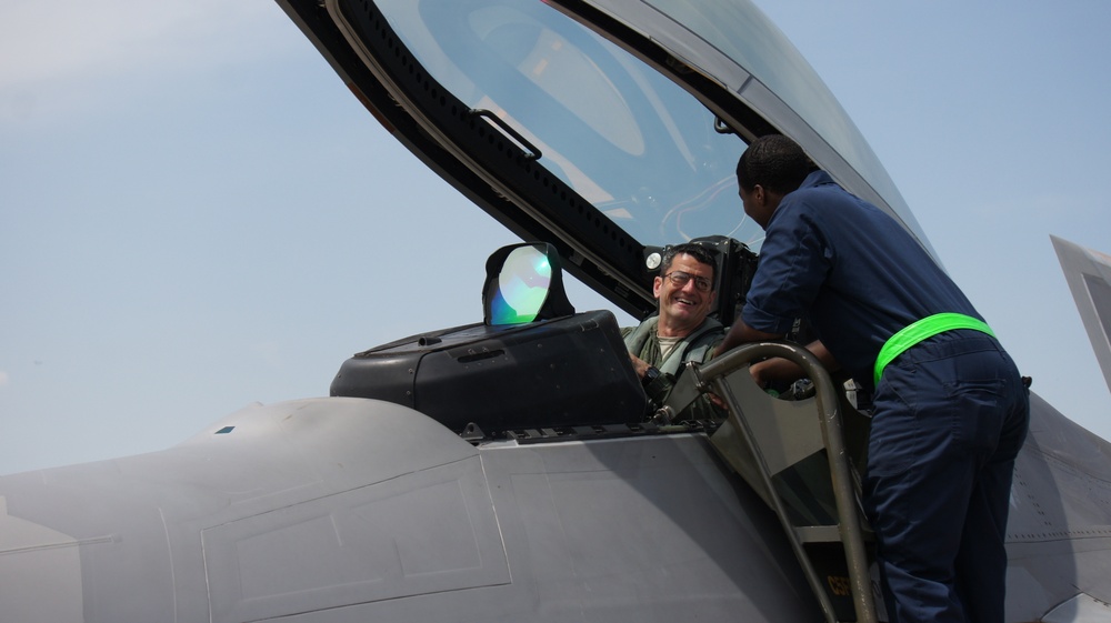 Lt. Gen. Russel J. Handy 11th Air Force commander, tours the activities of Cope Taufan 2014