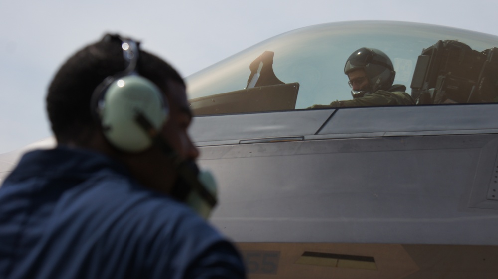 Lt. Gen. Russel J. Handy 11th Air Force commander, tours the activities of Cope Taufan 2014