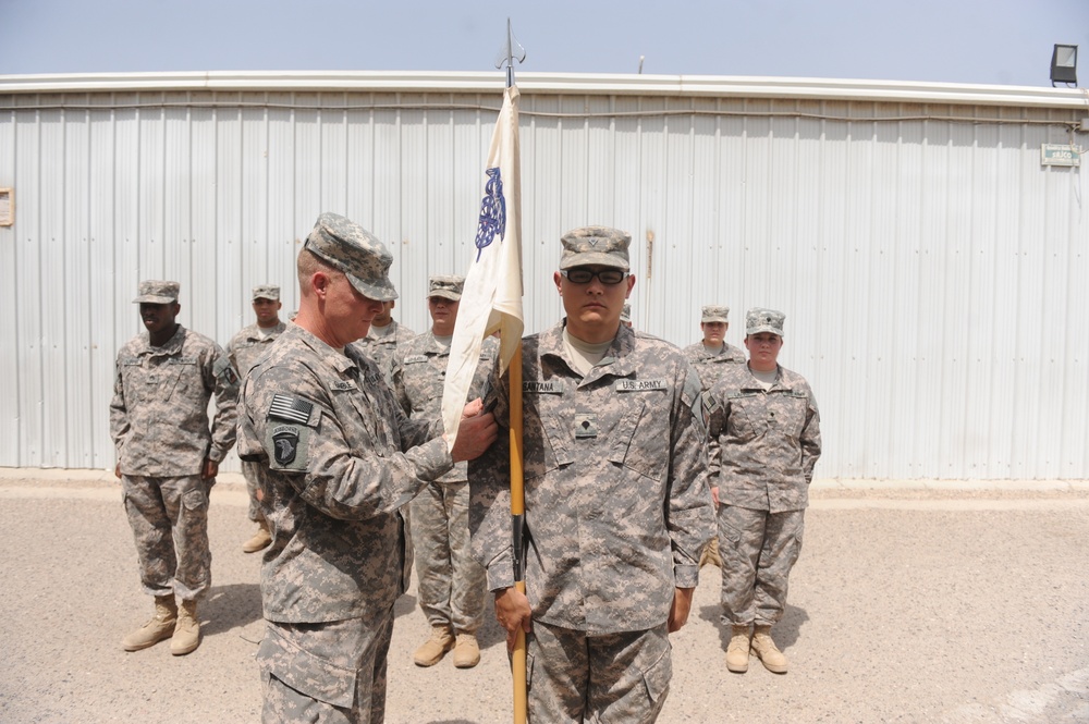 111th Quartermaster Company Soldiers receive combat patch