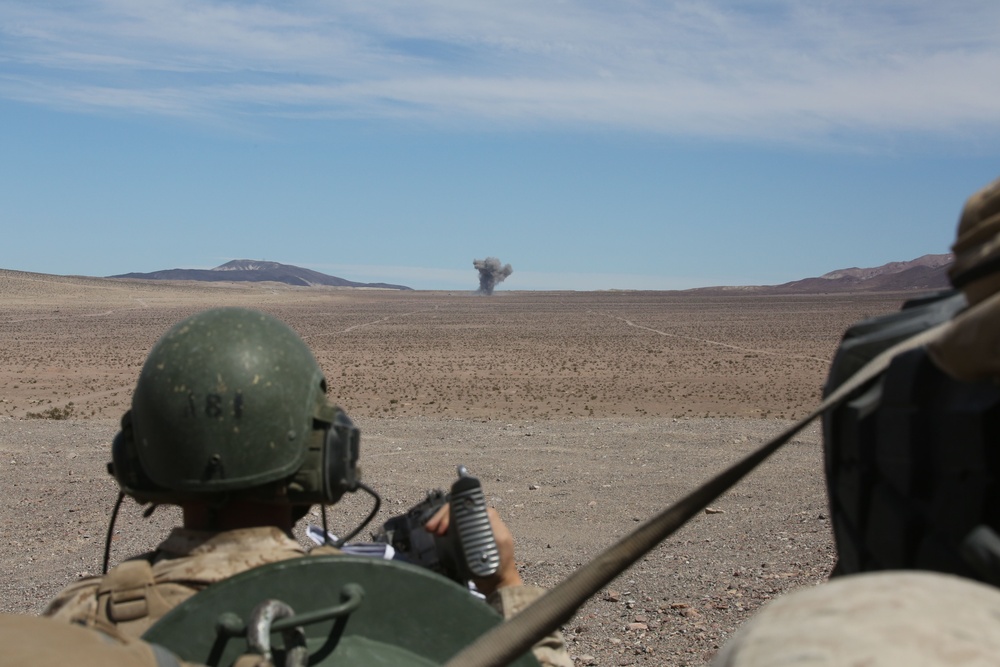 Light Armored Vehicle gunner observes thousand-pound bomb