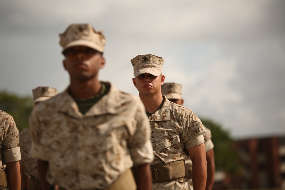 Photo Gallery: Marine recruits display discipline, cohesion during first close-order drill evaluation on Parris Island