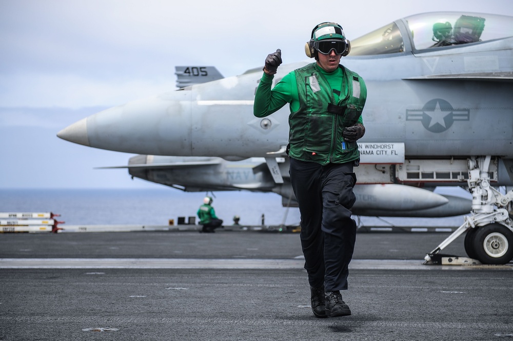 USS Ronald Reagan flight deck activity