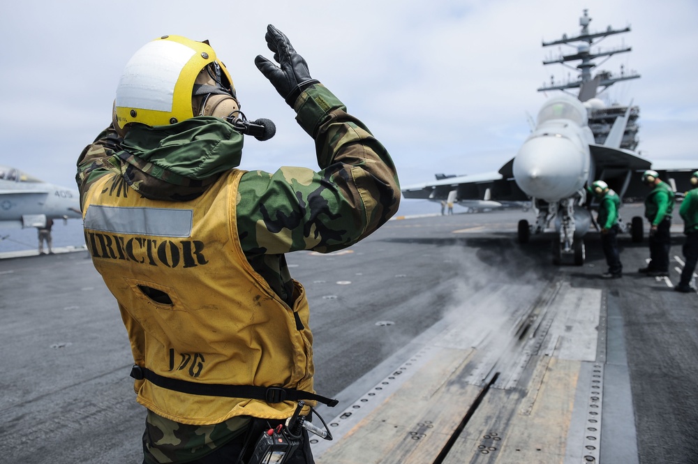 USS Ronald Reagan flight deck activity