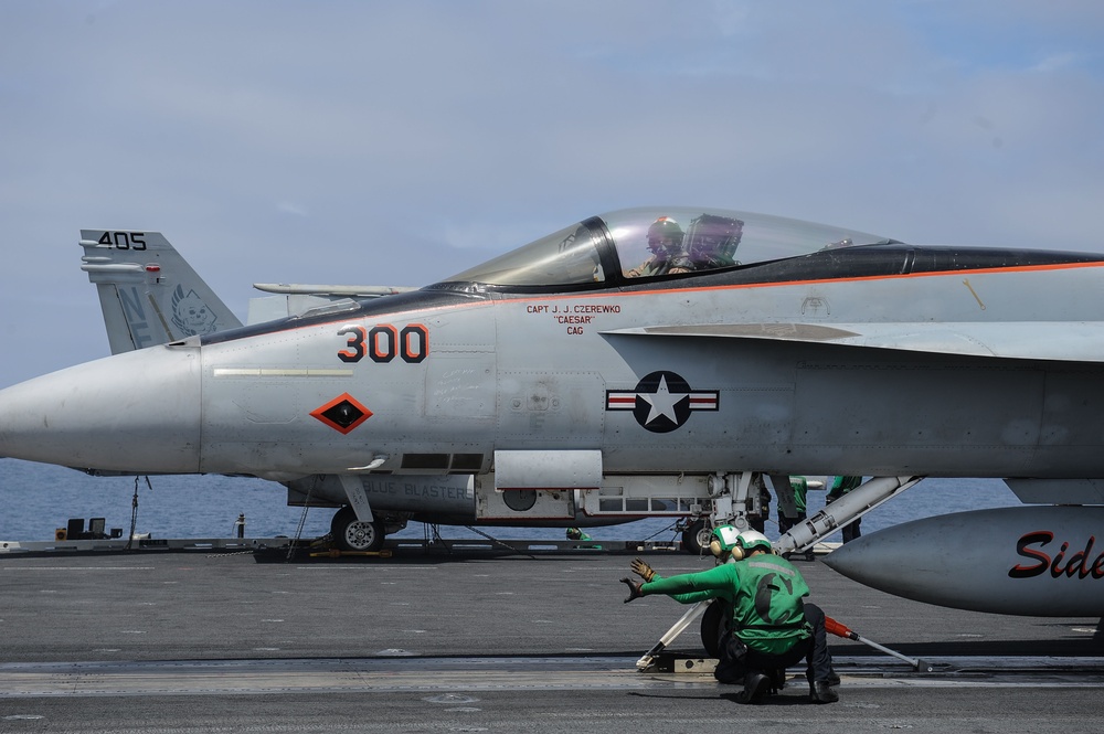 USS Ronald Reagan flight deck activity