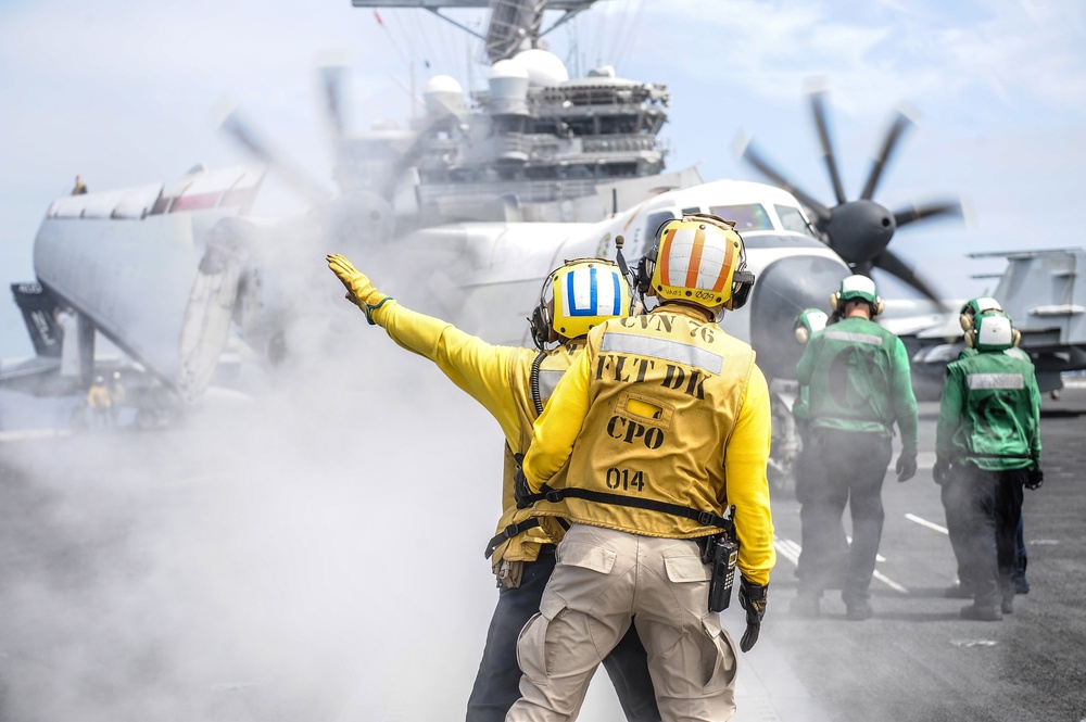 USS Ronald Reagan flight deck activity