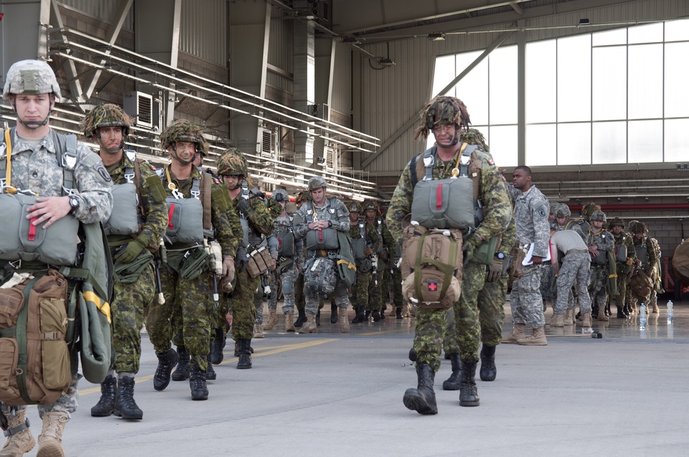 US, Canadian paratroopers perform airborne jump in Poland