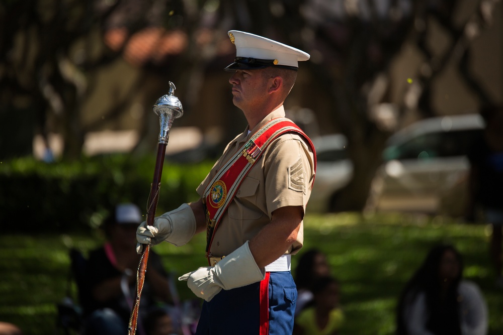 MARFORPAC Band marches in King Kamehameha Floral Parade