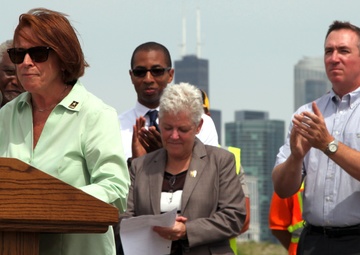 Corps of Engineers, Mayor Emanuel attend press conference for Chicago's Northerly Island