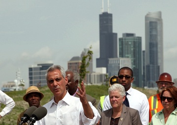 Corps of Engineers, Mayor Emanuel attend press conference for Chicago's Northerly Island