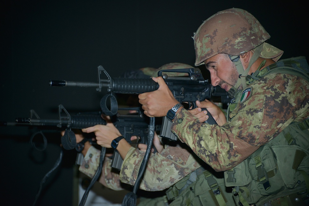 Italian soldiers of Reggimento Carabinieri Paracadutisti “TUSCANIA” dell'Esercito Italiano training at Caserma Ederle, Vicenza, Italy