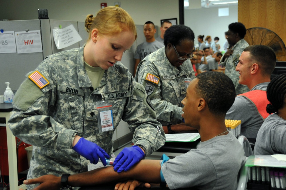 Medics in-process, screen cadets