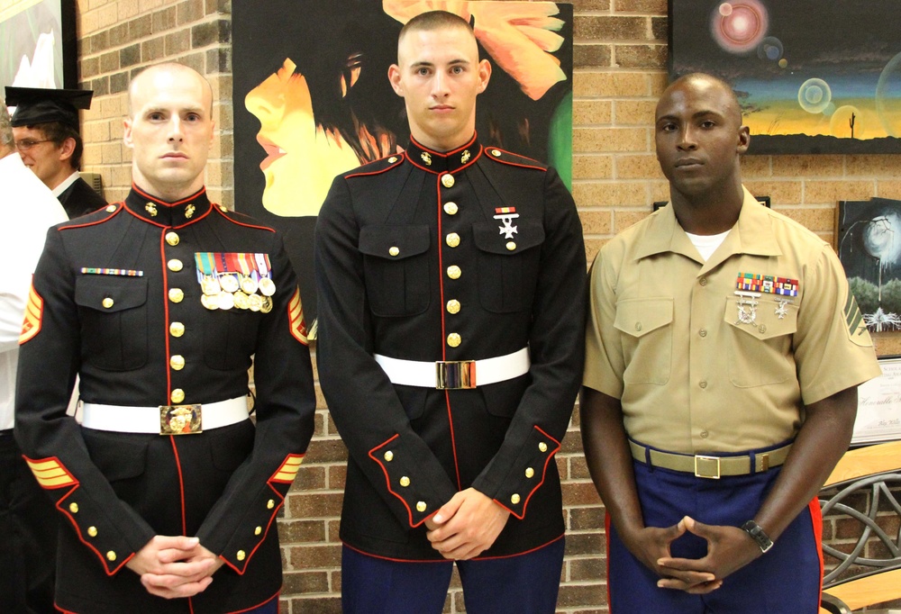 Marine Walks with his High School Graduation Class After Finishing School Early