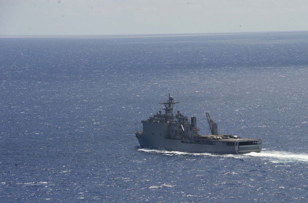 USS Rushmore transiting Pacific Ocean