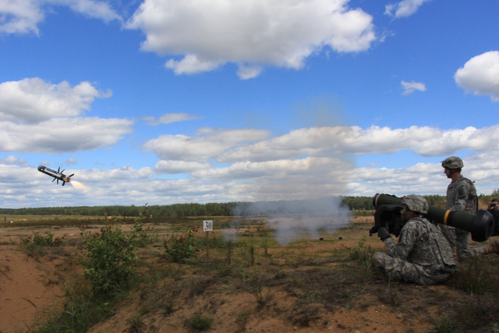 Paratroopers with 173rd Airborne Brigade fire javelins and mortars with Lithuanian forces