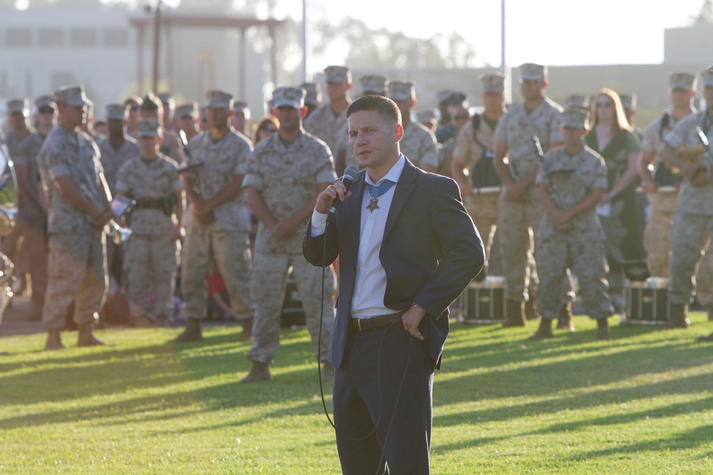 Medal of Honor recipient attends MCAS Miramar, 3rd MAW evening colors ceremony