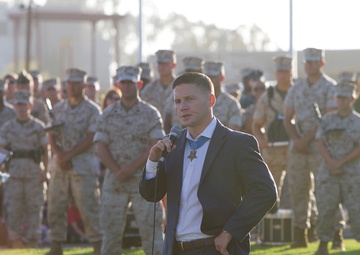 Medal of Honor recipient attends MCAS Miramar, 3rd MAW evening colors ceremony