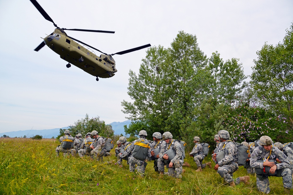 173rd Airborne Brigade jump training on Juliet Drop Zone, Pordenone, Italy