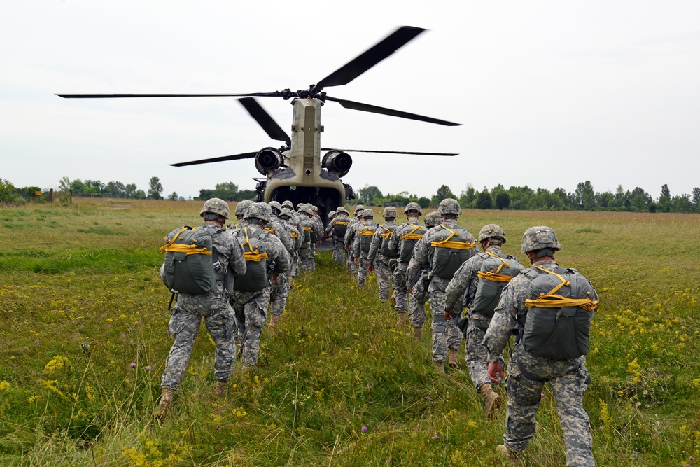 173rd Airborne Brigade jump training on Juliet Drop Zone, Pordenone, Italy