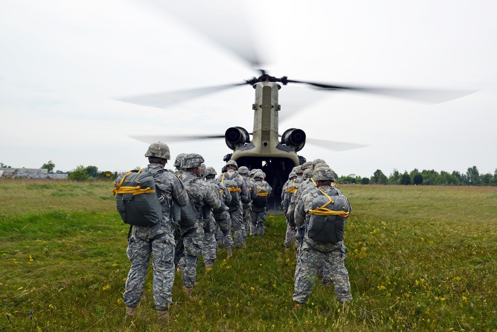 173rd Airborne Brigade jump training on Juliet Drop Zone, Pordenone, Italy