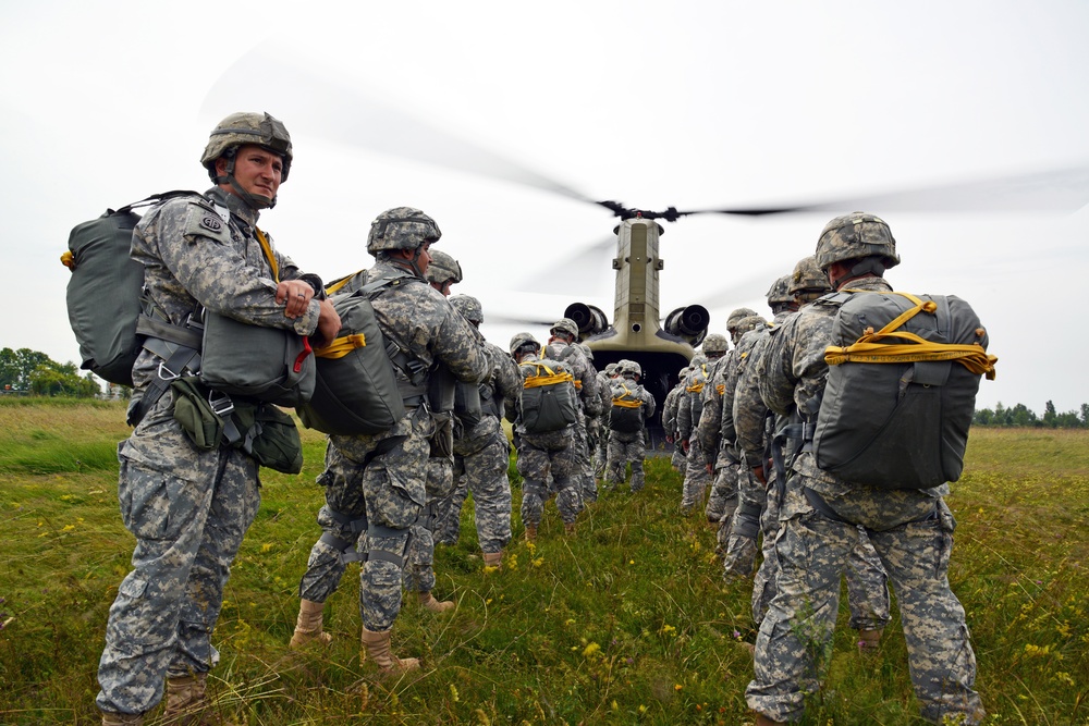 173rd Airborne Brigade jump training on Juliet Drop Zone, Pordenone, Italy