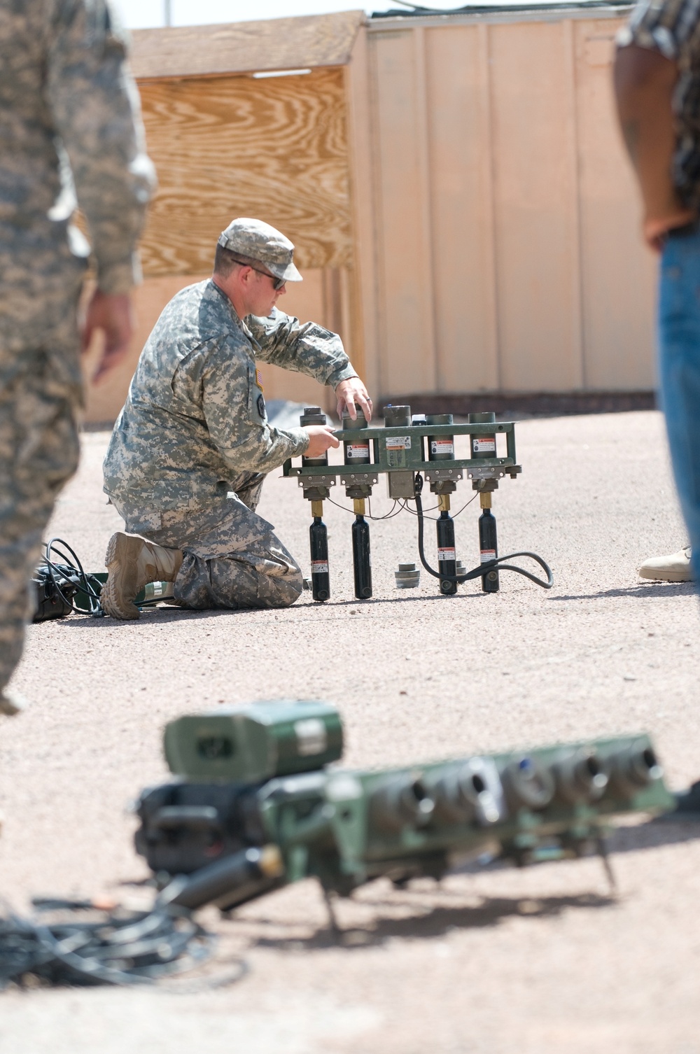 Soldiers blown by IED simulator training