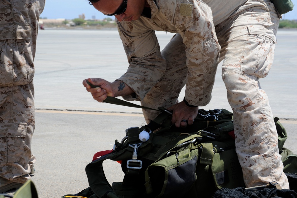 Before a free fall jump