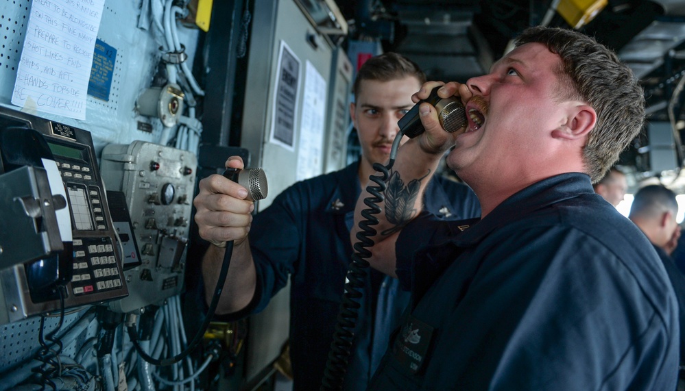 USS Peleliu conducts replenishment at sea