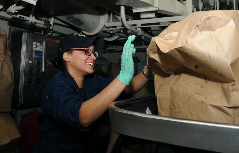 Aboard the aircraft carrier USS George H.W. Bush (CVN 77)