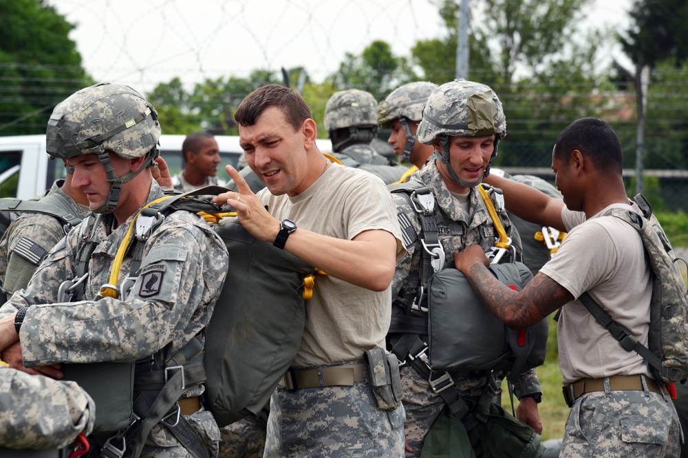 173rd Airborne Brigade Jump training on Juliet Drop Zone , Pordenone, Italy.