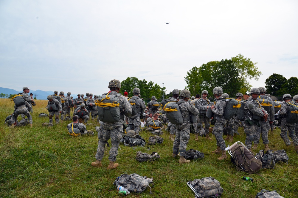 173rd Airborne Brigade Jump training on Juliet Drop Zone , Pordenone, Italy.