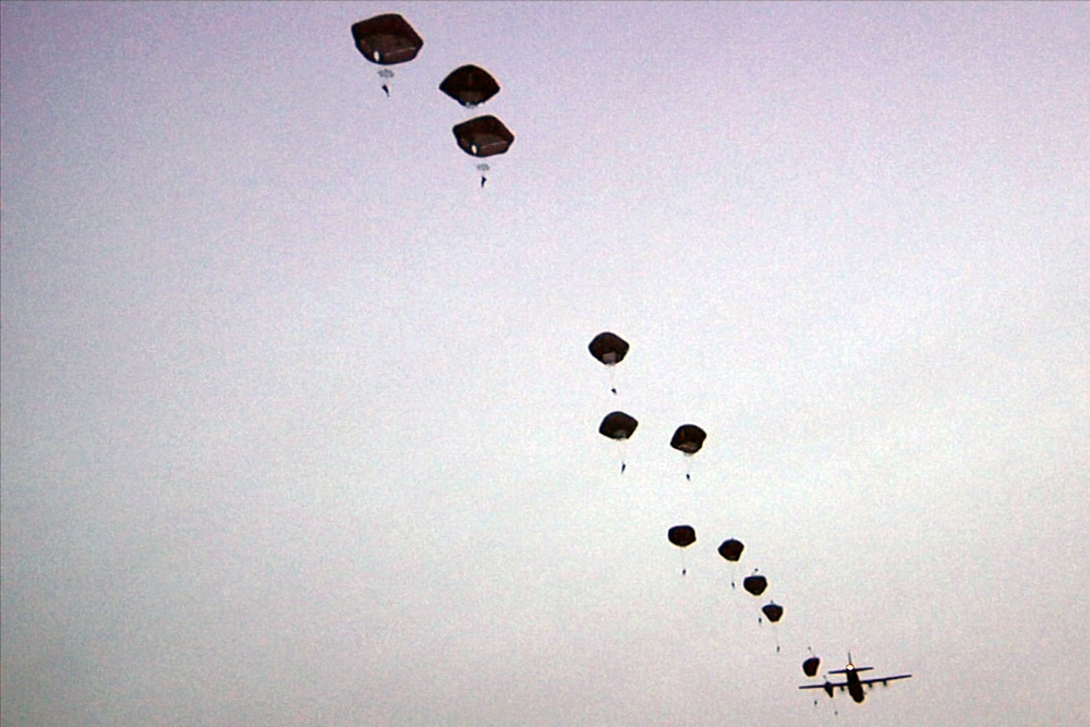 Danish forces, 173rd paratroopers jump with Lithuanian, Danish forcess make last jump with paratroopers of 173rd Airborne Brigade before departing Lithuania