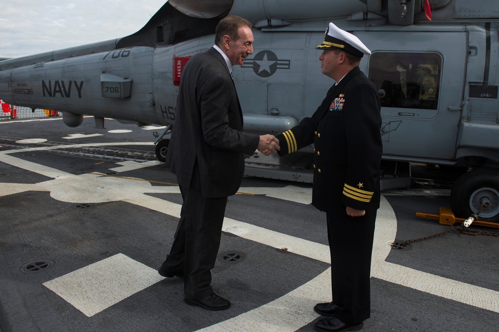 US ambassador to Estonia aboard USS Oscar Austin