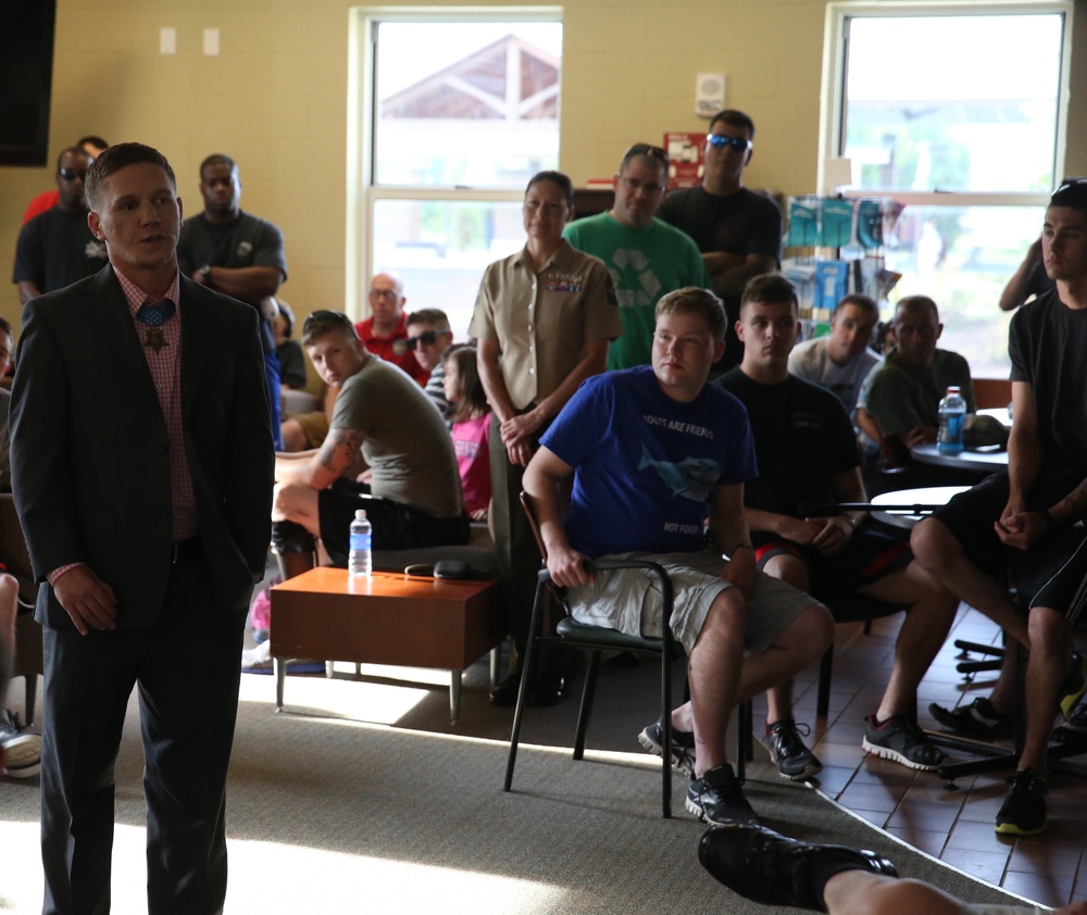 Medal of Honor recipient Cpl. Carpenter visits Camp Lejeune