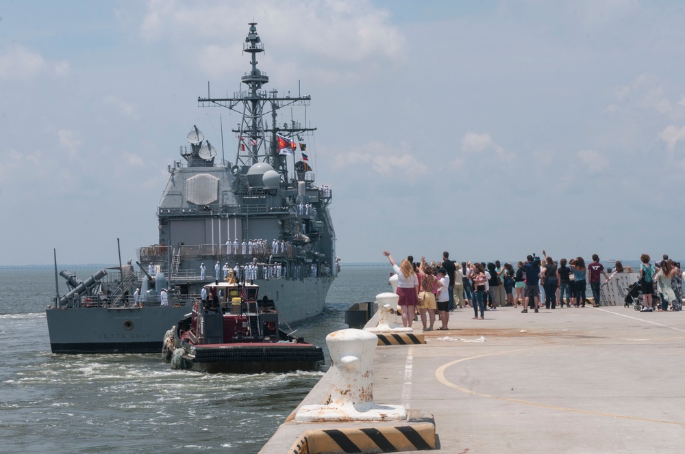 USS Leyte Gulf departs Naval Station Norfolk