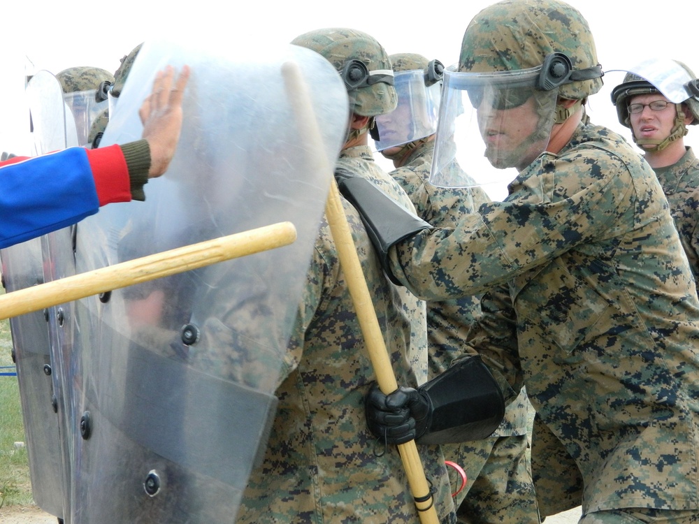 What a riot! Marines practice controlling crowds