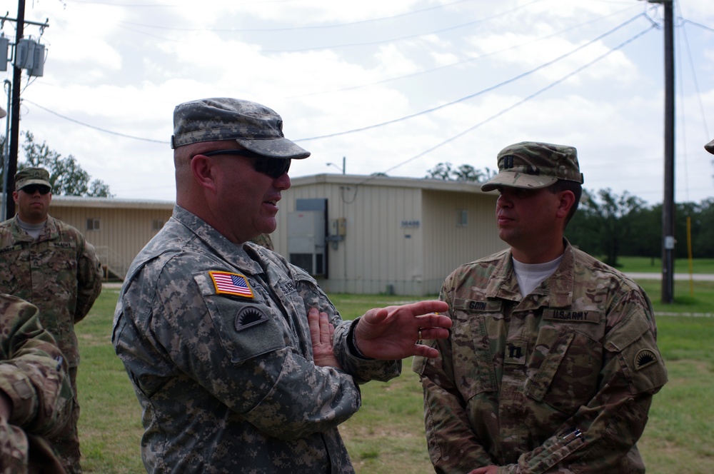 Command Sgt. Maj Conley visits Soldiers during predeployment training for Operation Enduring Freedom