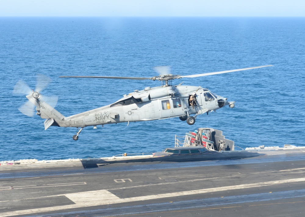 USS George H.W. Bush flight deck activity