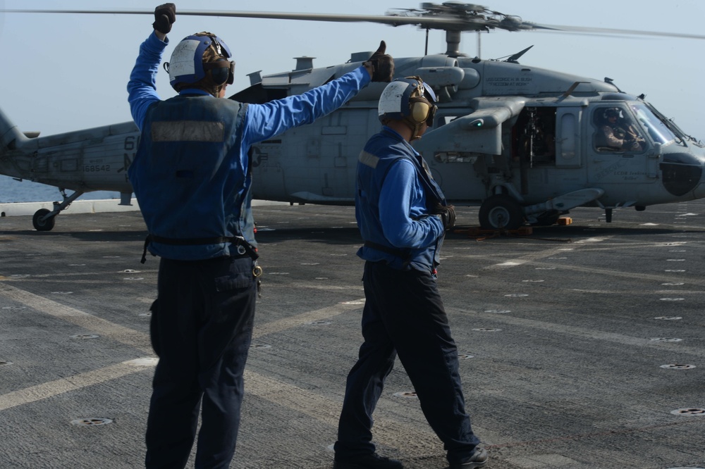 USS George H.W. Bush flight deck activity