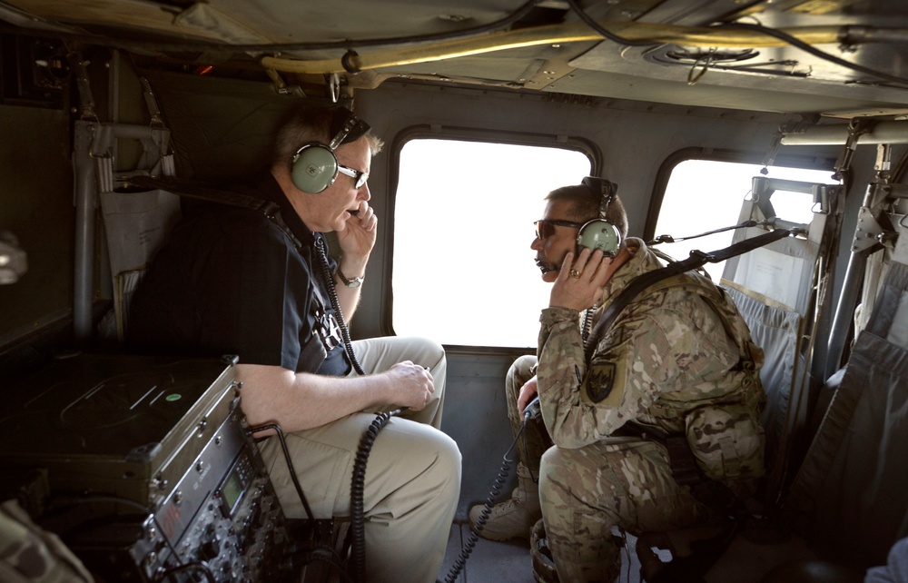 Deputy Secretary of Defense Bob Work fly to Bagram Air Field