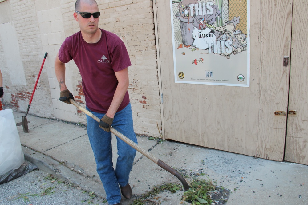 Soldiers work for a cleaner, greener community
